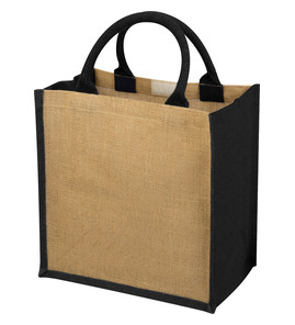 Hovedminiatyrbilde av Naturhvit/Solid svart Chennai Jute 16L Handlenett