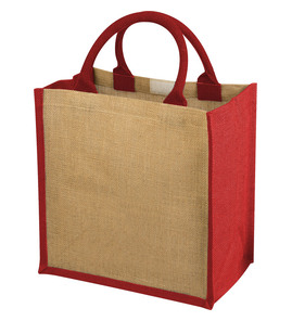 Hovedminiatyrbilde av Naturhvit/Rød Chennai Jute 16L Handlenett