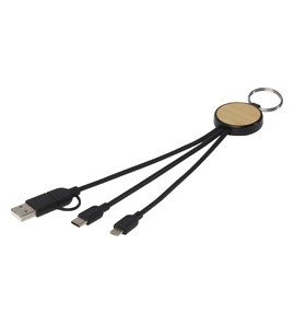 Produktbilde for Tecta Resirkulert Plast og Bambus 6-i-1 Nøkkelring og  Ladekabel