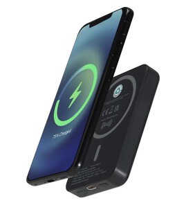 Hovedminiatyrbilde av Solid svart Acrab 5000 mAh Resirkulert Plast 15 W Magnetisk Powerbank