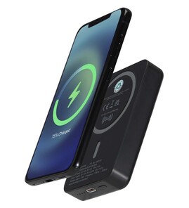 Hovedminiatyrbilde av Solid svart Acrab 10.000 mAh Resirkulert Plast 15 W Magnetisk Powerbank