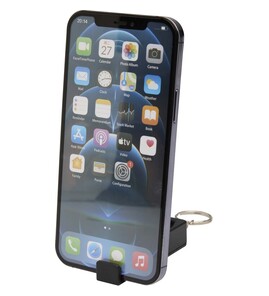 Hovedminiatyrbilde av Solid svart Aggia Resirkulert Plast og Bambus Telefonstativ med Fidgetleke