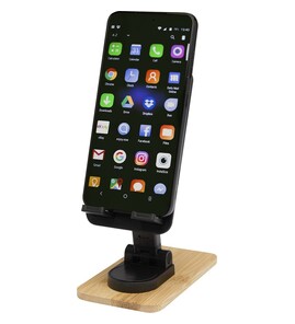 Hovedminiatyrbilde av Solid svart Alfirk Bambus og Resirkulert Plast Sammenleggbar Telefonholder 