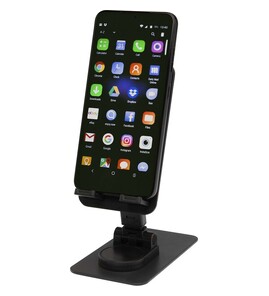 Hovedminiatyrbilde av Solid svart Alhena Resirkulert Plast Sammenleggbar Telefonholder 