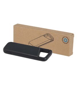 Hovedminiatyrbilde av Solid svart Alkes 5000 mAh 12 W Resirkulert Plast Vanntett Powerbank med Karabinkrok