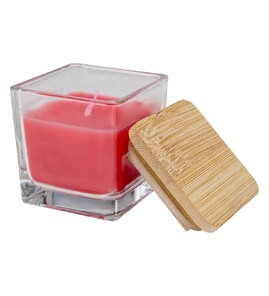 Hovedminiatyrbilde av Rød Ambra Duftlys i Glassbeholder med Bambuslokk