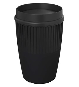 Hovedminiatyrbilde av Solid svart Cirrus 350 ml Plastkopp med 360° Lokk