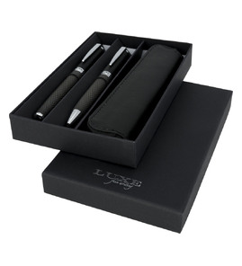 Produktbilde for Luxe Carbon Gavesett med To Penner og Lomme