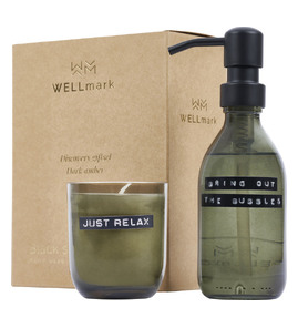 Produktbilde for WELLmark Discovery 200 ml Mørk Ravduft Håndsåpe og 150 g Duftlys