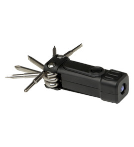 Hovedminiatyrbilde av Solid svart STAC Octo RCS Resirkulert Plast 8-i-1 Skrutrekkersett med Lommelykt