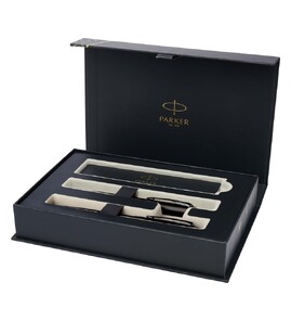 Produktbilde for Parker IM Svart/ Blått Blekk Akromatisk Kulepenn og Rollerpenn Gavesett