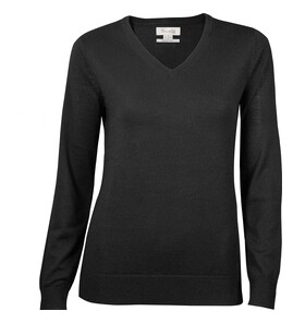 Hovedminiatyrbilde av Sort Tracker Merino Wool V-Neck Strikkegenser Dame