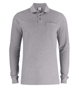Hovedminiatyrbilde av Grey Melange Clique Basic Langermet Poloskjorte med Lomme
