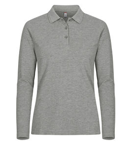 Hovedminiatyrbilde av Grey Melange Clique Manhattan Langermet Poloskjorte Dame