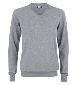 Hovedminiatyrbilde av Grey Melange Cutter & Buck Oakville V-hals Strikkegenser Dame