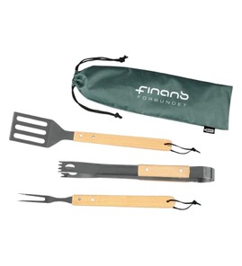 Produktbilde for Holm Rustfritt Stål og Tre 3 stk BBQ Sett