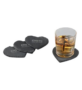 Produktbilde for Blokhus Hjerteformet Skifer 4-pk Glassbrikkesett