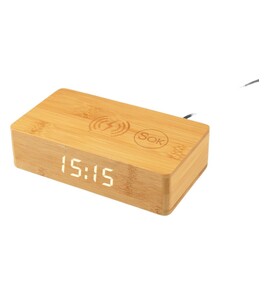 Produktbilde for Clea Bambus 10W Trådløs Lader med Vekkerklokke