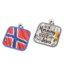 Produktbilde for Fioren RPET Fullfargetrykket Gryteklut med Oppheng i Tre