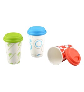 Produktbilde for Gavin 400 ml Porselenskopp med Silikonlokk 