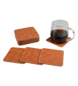 Produktbilde for Asti PU Lær Glassbrikke Gavesett