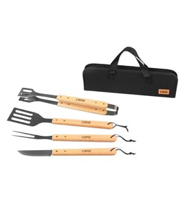 Produktbilde for Fort Rustfritt Stål og Tre 4 stk BBQ Sett