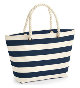 Hovedminiatyrbilde av Natural/Navy Westford Mill Nautical Beach 407 g/m2 Canvas 22L Strandveske