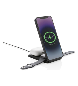 Produktbilde for Swiss Peak RCS Resirkulert PU 3-i-1 Magnetisk 15W Trådløs Lader