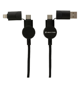 Hovedminiatyrbilde av Svart Urban Vitamin Oakland RCS Resirkulert Plast 6-i-1 Hurtigladende 45W Ladekabel