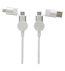 Hovedminiatyrbilde av Hvit Urban Vitamin Oakland RCS Resirkulert Plast 6-i-1 Hurtigladende 45W Ladekabel