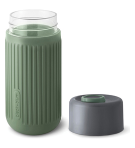 Hovedminiatyrbilde av Olivengrønn Black + Blum 340ml To Go Glasskopp med Silikonhylse