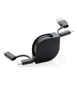 Hovedminiatyrbilde av Svart XD Collection RCS Resirkulert Plast og TPE Uttrekkbar 6-i-1 Ladekabel