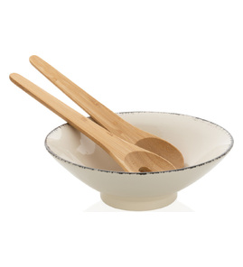 Produktbilde for Ukiyo 24 cm Salatbolle med Salatbestikk i Bambus