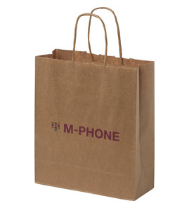 Hovedminiatyrbilde av Kraft brun Papirpose Liten (18 x 8 x 21 cm) 80 g/m2 Kraftpapir med Vridde Håndtak