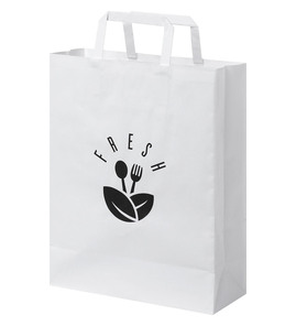 Produktbilde for Papirpose Medium (25 x 11 x 32 cm) 80-90 g/m2 Kraftpapir med Flate Håndtak