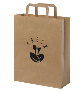 Hovedminiatyrbilde av Kraft brun Papirpose Medium (25 x 11 x 32 cm) 80-90 g/m2 Kraftpapir med Flate Håndtak