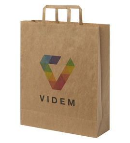 Hovedminiatyrbilde av Kraft brun Papirpose Stor (32 x 12 x 40 cm) 80-90 g/m2 Kraftpapir med Flate Håndtak