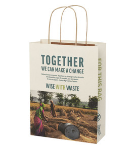 Produktbilde for Papirpose Medium (24 x 9 x 32 cm) 150 g/m2 fra Landbruksavfall med Vridde Håndtak