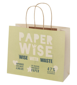 Produktbilde for Papirpose Stor (31 x 12 x 25 cm) 150 g/m2 fra Landbruksavfall med Vridde Håndtak