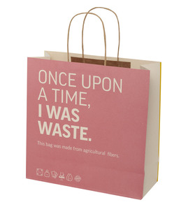 Produktbilde for Papirpose XL (31 x 12 x 31 cm) 150 g/m2 fra Landbruksavfall med Vridde Håndtak